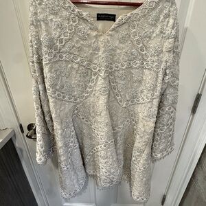 Silver Embroidered Women Indian Suit with crystals on dupattas and fitted pants